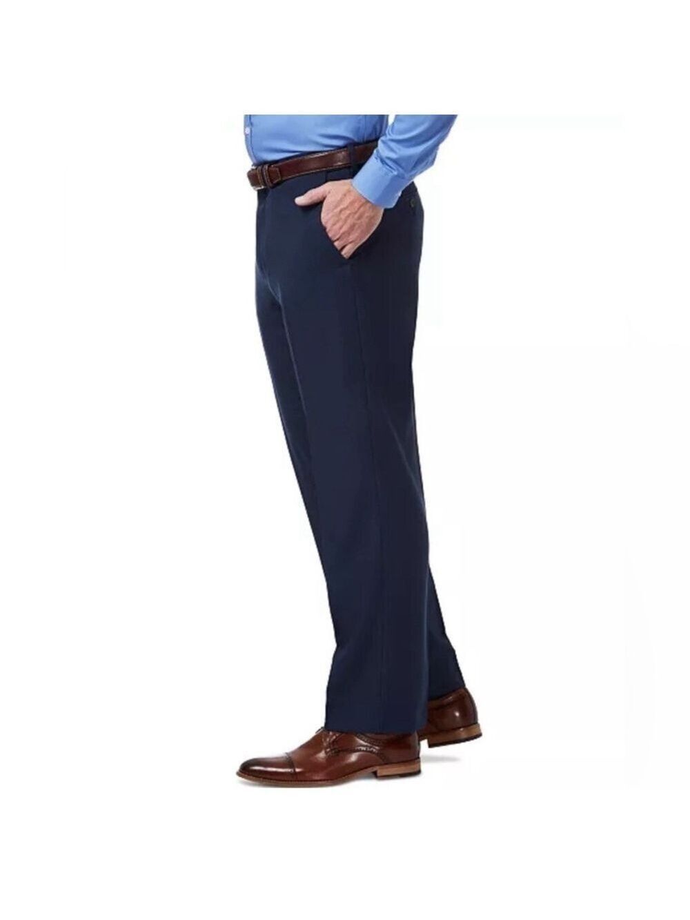 Haggar Men’s Classic Fit Stretch Navy Blue Dress Pants 36W x 32L - NWT